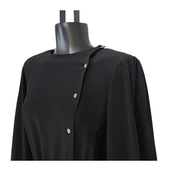 Vintage 1970s B. Altman Black Silk Midi Dress - Picture 5 of 13